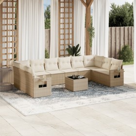 Set de sofás de jardín 11pzas con cojines ratán sintético beige en Conjuntos de jardín | Comprar online en Foru.es