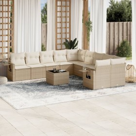 Set de sofás de jardín 11pzas con cojines ratán sintético beige en Conjuntos de jardín | Comprar online en Foru.es