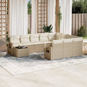 Set de sofás de jardín 11pzas con cojines ratán sintético beige en Conjuntos de jardín | Comprar online en Foru.es
