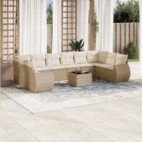 Set de sofás de jardín 11pzas con cojines ratán sintético beige en Conjuntos de jardín | Comprar online en Foru.es