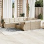 Set de sofás de jardín 11pzas con cojines ratán sintético beige en Conjuntos de jardín | Comprar online en Foru.es