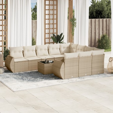 Set de sofás de jardín 11pzas con cojines ratán sintético beige en Conjuntos de jardín | Comprar online en Foru.es