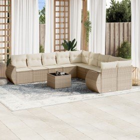 Set de sofás de jardín 11pzas con cojines ratán sintético beige en Conjuntos de jardín | Comprar online en Foru.es
