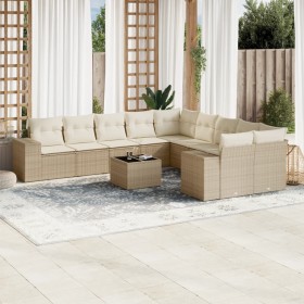Set de sofás de jardín 11pzas con cojines ratán sintético beige en Conjuntos de jardín | Comprar online en Foru.es
