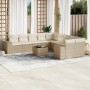 Set de sofás de jardín 11pzas con cojines ratán sintético beige en Conjuntos de jardín | Comprar online en Foru.es