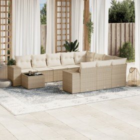 Set de sofás de jardín 11pzas con cojines ratán sintético beige en Conjuntos de jardín | Comprar online en Foru.es