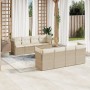 Set de sofás de jardín 9 pzas con cojines ratán sintético beige en Conjuntos de jardín | Comprar online en Foru.es