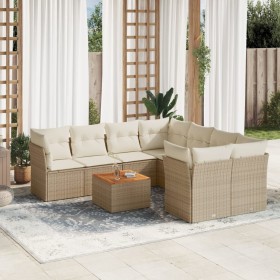 Set de sofás de jardín 9 pzas con cojines ratán sintético beige en Conjuntos de jardín | Comprar online en Foru.es
