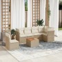 Set sofás de jardín 7 piezas y cojines ratán sintético beige en Conjuntos de jardín | Comprar online en Foru.es