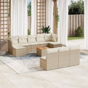 Set de sofás de jardín 11pzas con cojines ratán sintético beige en Conjuntos de jardín | Comprar online en Foru.es