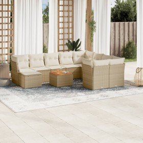 Set de sofás de jardín 11pzas con cojines ratán sintético beige en Conjuntos de jardín | Comprar online en Foru.es