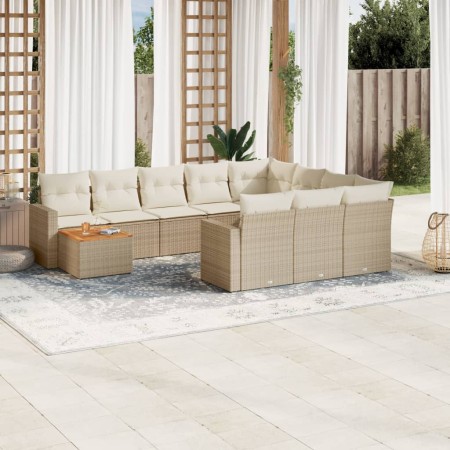 Set de sofás de jardín 11pzas con cojines ratán sintético beige en Conjuntos de jardín | Comprar online en Foru.es