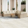 Set de sofás de jardín 11pzas con cojines ratán sintético beige en Conjuntos de jardín | Comprar online en Foru.es