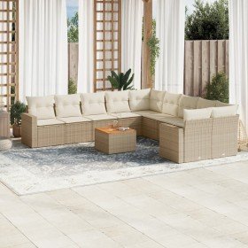 Set de sofás de jardín 11pzas con cojines ratán sintético beige en Conjuntos de jardín | Comprar online en Foru.es