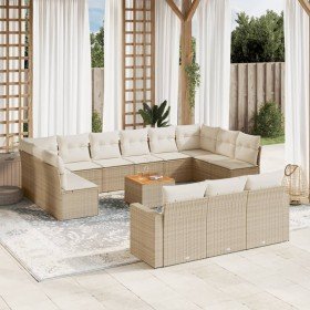 Set sofás de jardín 14 pzas con cojines ratán sintético beige en Conjuntos de jardín | Comprar online en Foru.es