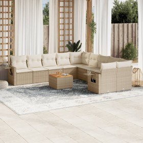 Set de sofás de jardín 11pzas con cojines ratán sintético beige en Conjuntos de jardín | Comprar online en Foru.es