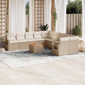 Set de sofás de jardín 11pzas con cojines ratán sintético beige en Conjuntos de jardín | Comprar online en Foru.es