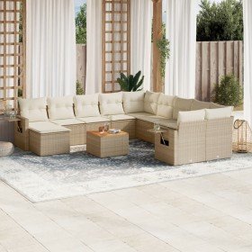 Set de sofás de jardín y cojines 12 pzas ratán sintético beige en Conjuntos de jardín | Comprar online en Foru.es