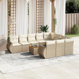 Set de sofás de jardín 11pzas con cojines ratán sintético beige en Conjuntos de jardín | Comprar online en Foru.es