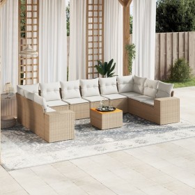 Set de sofás de jardín 11pzas con cojines ratán sintético beige en Conjuntos de jardín | Comprar online en Foru.es