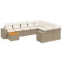 Set de sofás de jardín 11pzas con cojines ratán sintético beige en Conjuntos de jardín | Comprar online en Foru.es