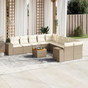 Set de sofás de jardín 11pzas con cojines ratán sintético beige en Conjuntos de jardín | Comprar online en Foru.es