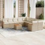 Set de sofás de jardín 11pzas con cojines ratán sintético beige en Conjuntos de jardín | Comprar online en Foru.es