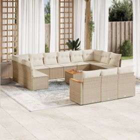Set sofás de jardín 14 pzas con cojines ratán sintético beige en Conjuntos de jardín | Comprar online en Foru.es