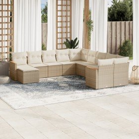 Set de sofás de jardín 11pzas con cojines ratán sintético beige en Conjuntos de jardín | Comprar online en Foru.es