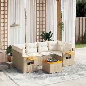 Set sofás de jardín 7 piezas y cojines ratán sintético beige en Conjuntos de jardín | Comprar online en Foru.es