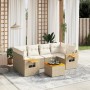 Set sofás de jardín 7 piezas y cojines ratán sintético beige en Conjuntos de jardín | Comprar online en Foru.es