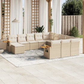 Set de sofás de jardín 11pzas con cojines ratán sintético beige en Conjuntos de jardín | Comprar online en Foru.es