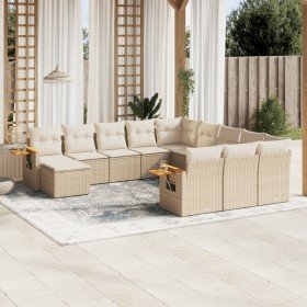 Set de sofás de jardín 11pzas con cojines ratán sintético beige en Conjuntos de jardín | Comprar online en Foru.es