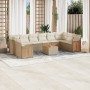 Set de sofás de jardín 11pzas con cojines ratán sintético beige en Conjuntos de jardín | Comprar online en Foru.es
