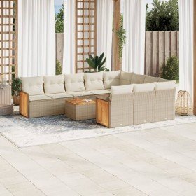 Set de sofás de jardín 11pzas con cojines ratán sintético beige en Conjuntos de jardín | Comprar online en Foru.es