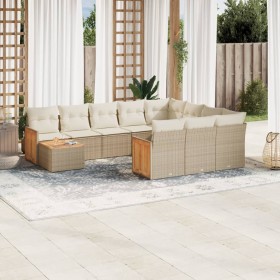 Set de sofás de jardín 11pzas con cojines ratán sintético beige en Conjuntos de jardín | Comprar online en Foru.es