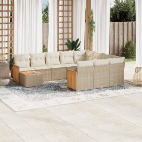 Set de sofás de jardín 11pzas con cojines ratán sintético beige en Conjuntos de jardín | Comprar online en Foru.es