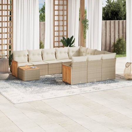 Set de sofás de jardín 11pzas con cojines ratán sintético beige en Conjuntos de jardín | Comprar online en Foru.es