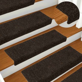 Felpudos autoadhesivos para escaleras, 15 unidades, 65 x 21 x 4 cm, marrón oscuro, borde rectangular en Hogar | Comprar online e