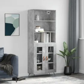Aparador alto madera contrachapada gris hormigón 69,5x34x180 cm de vidaXL, Aparadores - Ref: Foro24-3189289, Precio: 128,64 €...