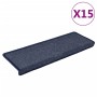 Alfombrillas para escaleras 15 unidades 65x21x4 cm Gris oscuro y azul Borde rectangular en Hogar | Comprar online en Foru.es