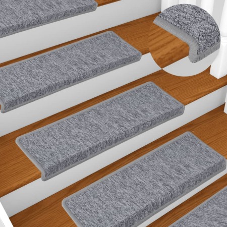 Alfombrillas para escaleras 15 unidades 65x21x4 cm Gris claro Borde rectangular en Hogar | Comprar online en Foru.es