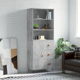 Aparador alto madera contrachapada gris hormigón 69,5x34x180 cm de vidaXL, Aparadores - Ref: Foro24-3189417, Precio: 140,15 €...