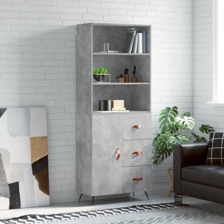 Aparador alto madera contrachapada gris hormigón 69,5x34x180 cm de vidaXL, Aparadores - Ref: Foro24-3189417, Precio: 149,12 €...