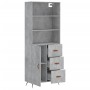 Aparador alto madera contrachapada gris hormigón 69,5x34x180 cm de vidaXL, Aparadores - Ref: Foro24-3189417, Precio: 149,12 €...