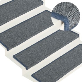 Alfombrillas para escaleras 15 unidades 65x21x4 cm Gris claro y azul Borde rectangular en Hogar | Comprar online en Foru.es
