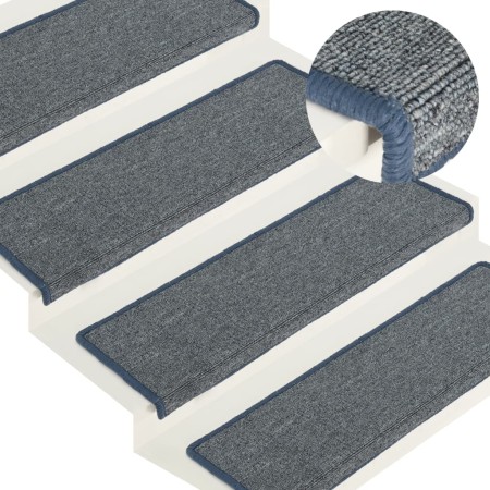 Alfombrillas para escaleras 15 unidades 65x21x4 cm Gris claro y azul Borde rectangular en Hogar | Comprar online en Foru.es