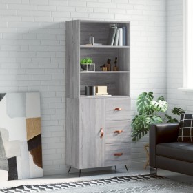 Aparador alto madera contrachapada gris sonoma 69,5x34x180 cm de vidaXL, Aparadores - Ref: Foro24-3189419, Precio: 152,99 €, ...