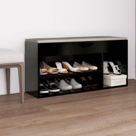 Banco zapatero con cojín madera ingeniería negro 104x30x49 cm en Zapateros y organizadores de calzado | Comprar online en Foru.e