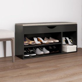Banco zapatero con cojín madera ingeniería gris 104x30x49 cm en Zapateros y organizadores de calzado | Comprar online en Foru.es